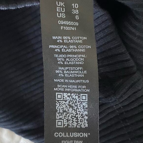 COLLUSION Black Ribbed Halter Fitted Mini Dress Size 6 Sexy Summer Y2K Casual - Picture 8 of 8